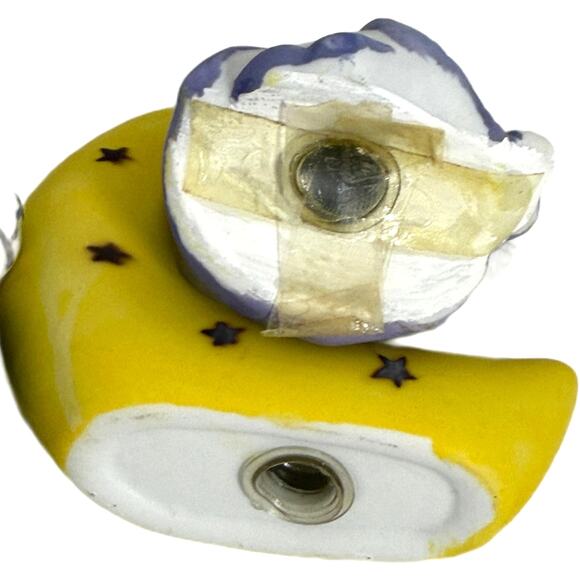 Lot of 2 Ceramic Salt Pepper Shaker Set Lambs and Angel Sitting on Crescent Moon - Picture 8 of 10